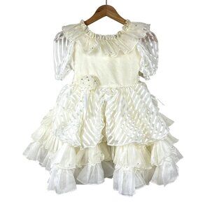 Taffeta Layered Flower Girl First Communion Dress Little Girl Size 5 Ivory White